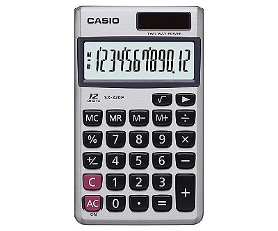 Calculadora de Bolso 12 Dígitos Prata  CASIO SX-320P-W-DP