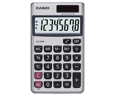 Calculadora de Bolso 8 Dígitos Prata CASIO SX-300P-W-DP