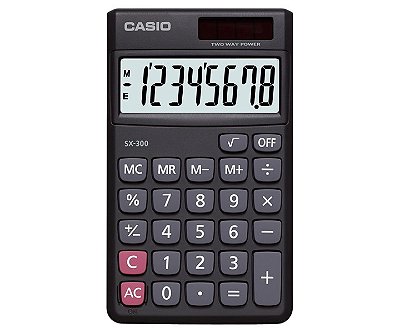 Calculadora de Bolso 08 Dígitos Preta CASIO SX-300-W-DP