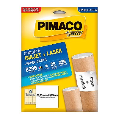 Etiqueta Pimaco InkJet+Laser Branca Carta 8296 C/225 Etiquetas