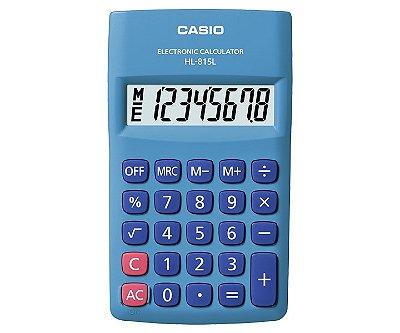 Calculadora de Bolso 8 Dígitos 4 Operações Azul CASIO HL-815L-BU-S-DP