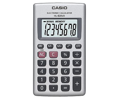 Calculadora de Bolso 08 Dígitos Corpo de Metal Prata CASIO HL-820VA-S4-DP