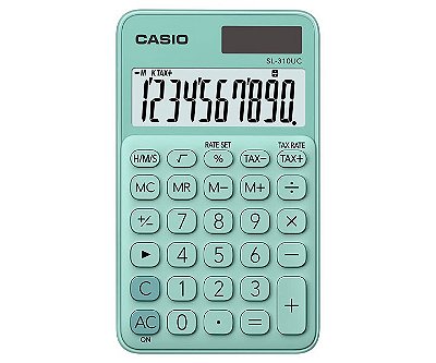 Calculadora de Bolso 10 Dígitos Cálculo de Hora Turquesa CASIO SL-310UC-GN-N-DC