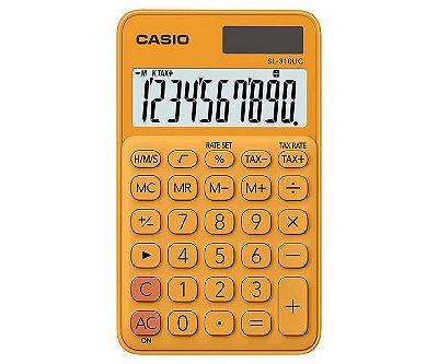 Calculadora de Bolso 10 Dígitos Cálculo de Hora Laranja CASIO SL-310UC-RG-N-DC