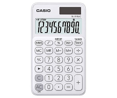 Calculadora de Bolso 10 Dígitos Cálculo de Hora Branca CASIO SL-310UC-WE-N-DC