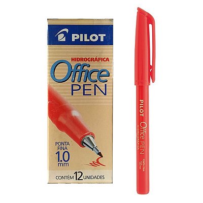 Caneta Hidrográfica Office Pen Pilot 1.0 Vermelha CX C/ 12 Un