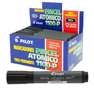 Pincel Permanente Atômico Pilot 1100-P Preto CX C/ 12 Un