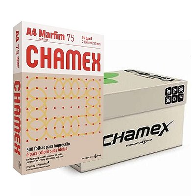 Papel Sulfite Chamex Colors Marfim A-4 75g 500 Folhas Caixa com 10 Pacotes