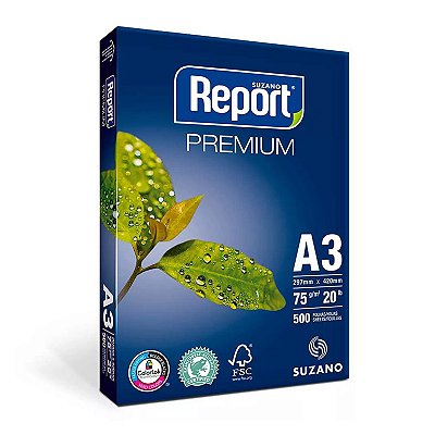 Papel Sulfite A-3 75G Report Premium 500 Folhas com 3 Pacotes