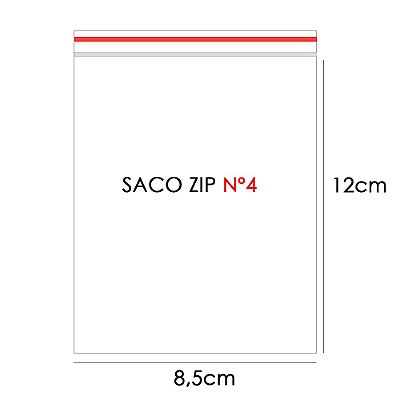 Saco Incolor Zip Zap Nº4 8,5x12x0,08cm PCT C/100 UN