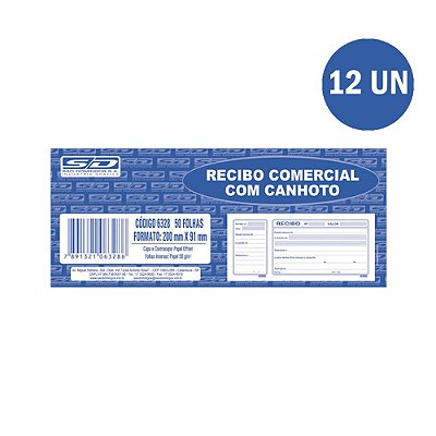 Impresso Recibo Comercial C/Canhoto 50 Fls C/12 UN