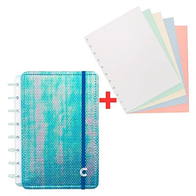 Caderno Inteligente Azul Holográfico G + Refil Colorido