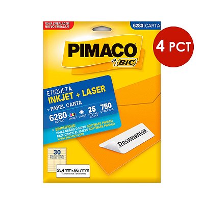 Etiqueta Pimaco InkJet+Laser Branca Carta 6280 C/4 PCT