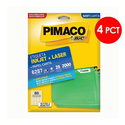 Etiqueta Pimaco InkJet+Laser Branca Carta 6287 C/4 PCT