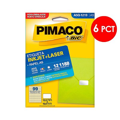 Etiqueta Pimaco InkJet+Laser Branca A5 Q1219 C/6 PCT