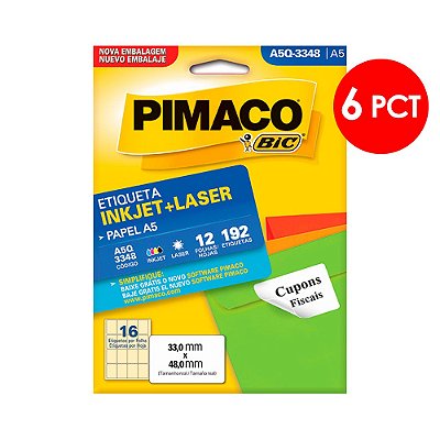Etiqueta Pimaco InkJet+Laser Branca A5 Q3348 C/6 PCT