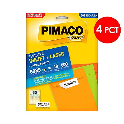 Etiqueta Pimaco InkJet+Laser Branca Carta 6089 C/4 PCT