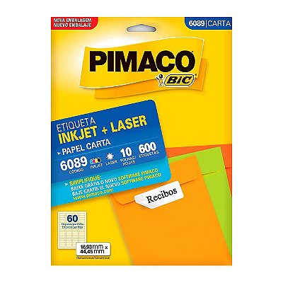 Etiqueta Pimaco InkJet+Laser Branca Carta 6089