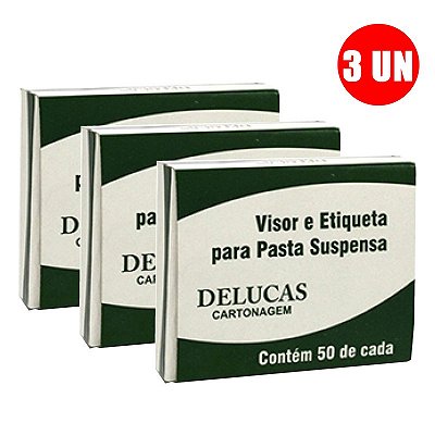 Visor e Etiqueta Pasta Suspensa Delucas CX C/50 Unidades Kit C/ 3