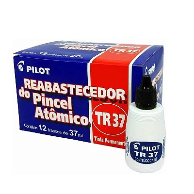 Tinta Para Pincel Atômico Tr37 Preto Pilot 12 Unidades