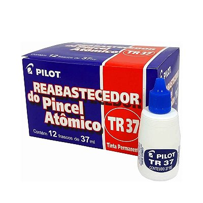 Tinta Para Pincel Atômico Tr37 Azul Pilot 12 Unidades