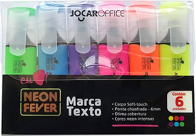 Kit Pincel Marca Texto Neon Fever 6 Cores Jocar 96141