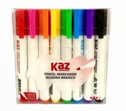 Kit Pincel para Quadro Branco Kaz com 8 Cores KZ2016