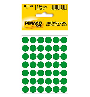 Etiqueta Pimaco TP 12 Verde PCT C/210 UN