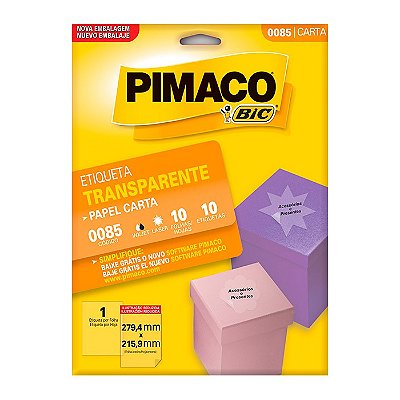 Etiqueta Pimaco InkJet+Laser Transparente Carta 0085