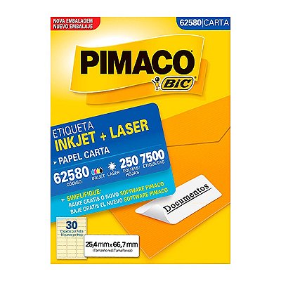 Etiqueta Pimaco InkJet+Laser Branca Carta 62580