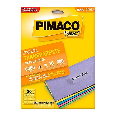 Etiqueta Pimaco InkJet+Laser Transparente Carta 0080