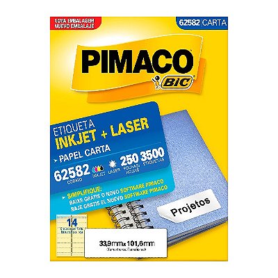 Etiqueta Pimaco InkJet+Laser Branca Carta 62582