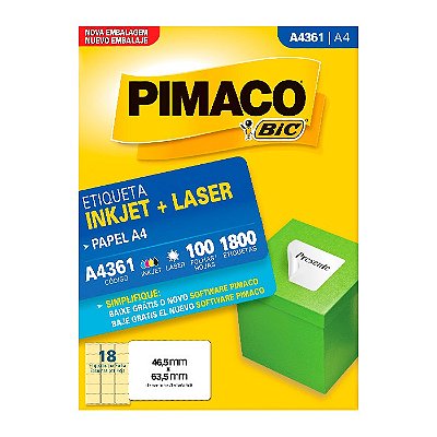 Etiqueta Pimaco InkJet+Laser Branca A4 361