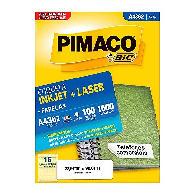 Etiqueta Pimaco InkJet+Laser Branca A4 362