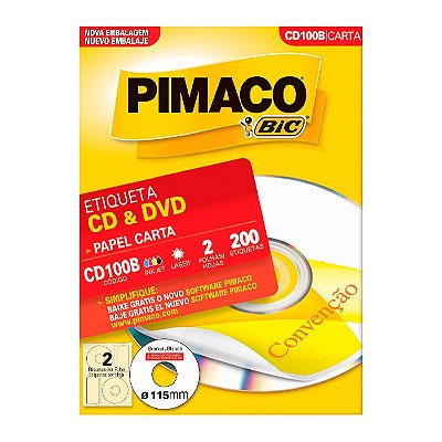 Etiqueta Pimaco InkJet+Laser Branca CD/DVD CD100B