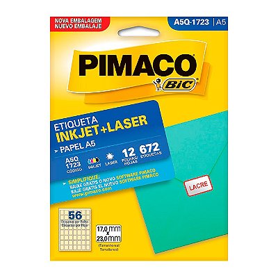Etiqueta Pimaco InkJet+Laser Branca A5 Q1723 C/672 Etiquetas