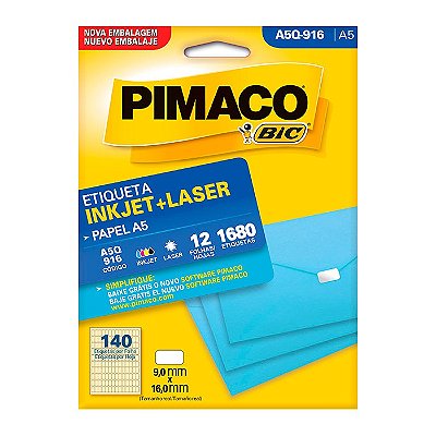 Etiqueta Pimaco InkJet+Laser Branca A5 Q916 C/1680 Etiquetas