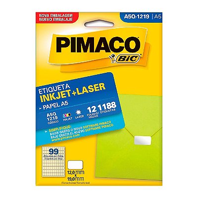 Etiqueta Pimaco InkJet+Laser Branca A5 Q1219 C/1188 Etiquetas