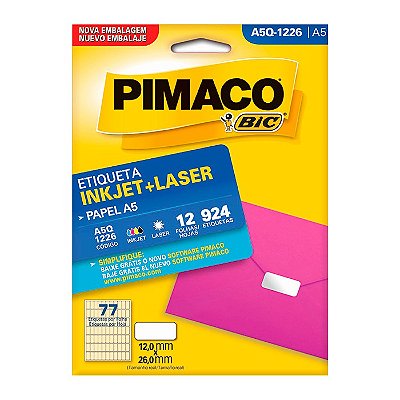 Etiqueta Pimaco InkJet+Laser Branca A5 Q1226 C/924 Etiquetas