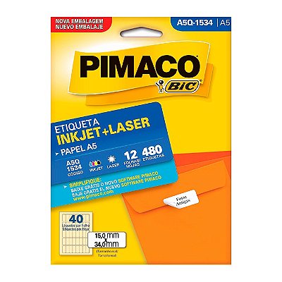 Etiqueta Pimaco InkJet+Laser Branca A5 Q1534 C/480 Etiquetas