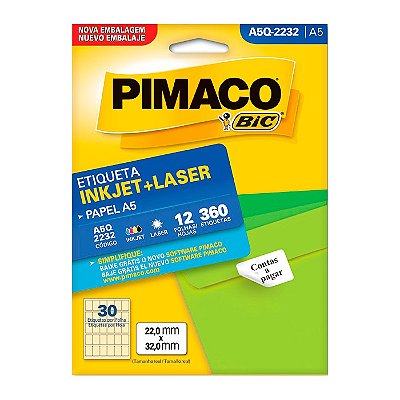 Etiqueta Pimaco InkJet+Laser Branca A5 Q2232 C/360 Etiquetas