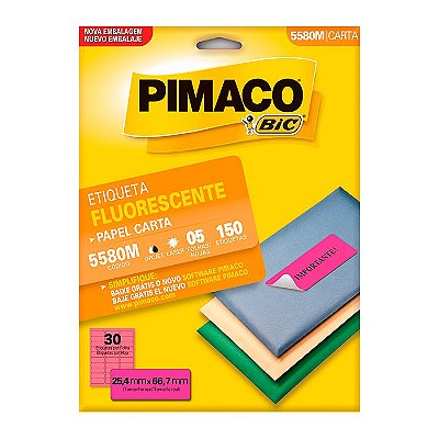 Etiqueta Pimaco InkJet+Laser Magenta Carta 5580M