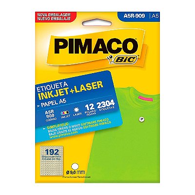 Etiqueta Pimaco InkJet+Laser Branca A5 R909 C/2304 Etiquetas