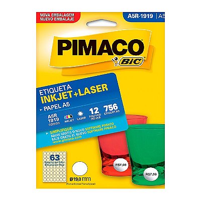 Etiqueta Pimaco InkJet+Laser Branca A5 R1919