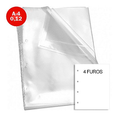 Envelope Plástico ACP 0,12 Médio A-4 com 4 Furos PCT C/100 UN