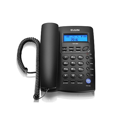 Telefone Elgin TCF-3000 Black com Identificador e Viva Voz