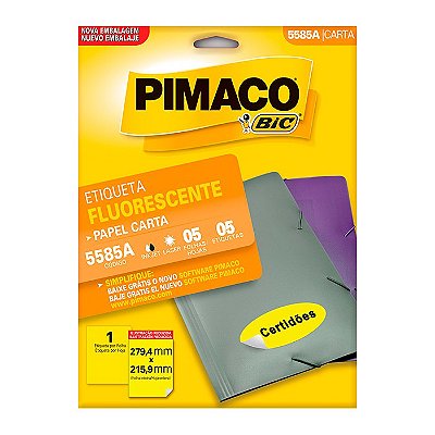 Etiqueta Pimaco InkJet+Laser Fluorescente Carta 5585A