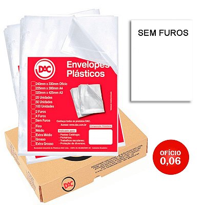 Envelope Plástico DAC 0,06 Fino Oficio Sem Furos CX C/1000 UN