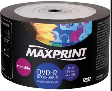 Dvd-R Gravavel 4.7gb Bulk 50pcs Printable Maxprint