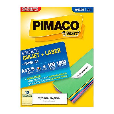 Etiqueta Pimaco InkJet+Laser Branca A4 375